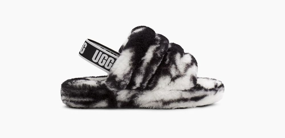 Ugg Slide Big Kids - Ugg Fluff Yeah Marble Black - 964BNWKRG